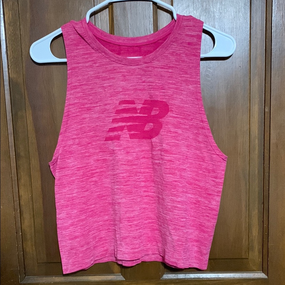 New Balance Pink Crop Sleeveless Muscle Tee